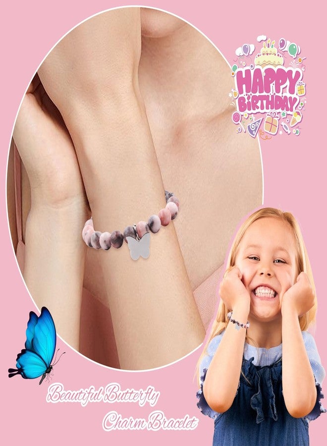 Tirdkid Granddaughter Gifts from Grandma, Butterfly Pink Natural Stone Bracelet for Girls Daughter Granddaughter Niece Teens Girls - Image 2