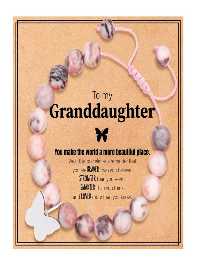 Tirdkid Granddaughter Gifts from Grandma, Butterfly Pink Natural Stone Bracelet for Girls Daughter Granddaughter Niece Teens Girls - Image 1