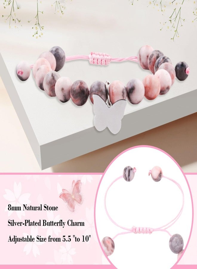 Tirdkid Granddaughter Gifts from Grandma, Butterfly Pink Natural Stone Bracelet for Girls Daughter Granddaughter Niece Teens Girls - Image 4
