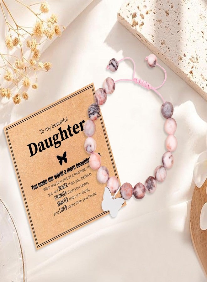 Tirdkid Granddaughter Gifts from Grandma, Butterfly Pink Natural Stone Bracelet for Girls Daughter Granddaughter Niece Teens Girls - Image 5