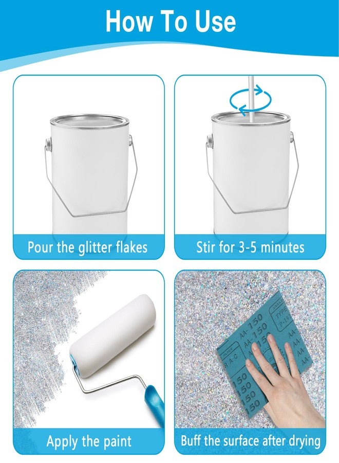 TORC Iridescent Silver Glitter Paint Additive - Multi-Size Glitter Powder for Acrylic Paint, Walls, Wood Furniture & Crafts (200g/7oz) - Interior/Exterior Use on All Finishes - Image 4