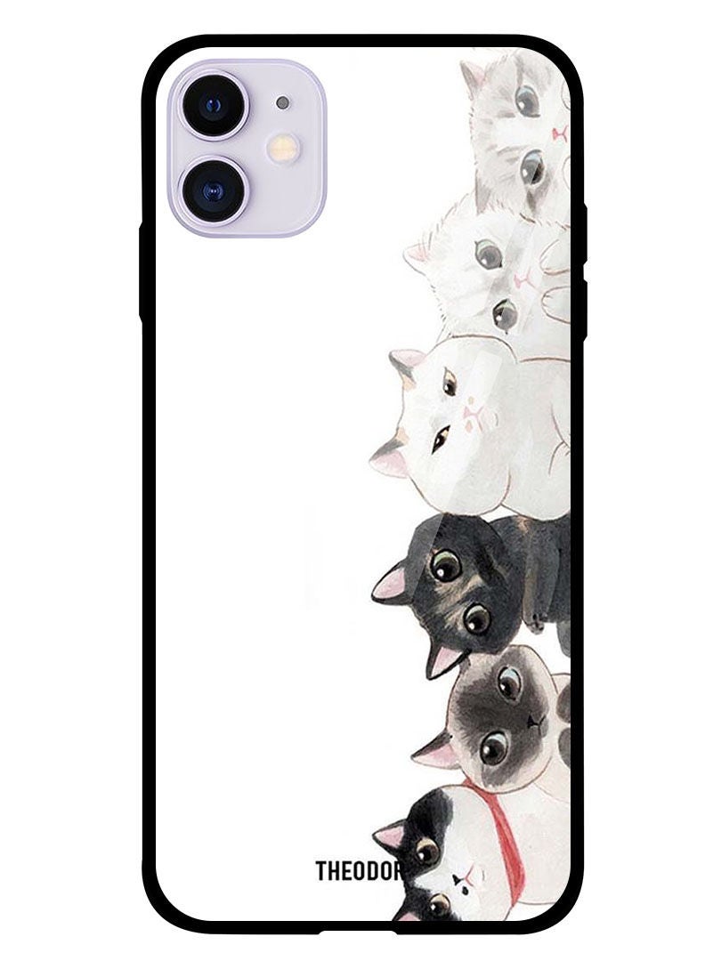 Theodor Protective Tempered Glass Case Cover IPHONE 12 6.1  Cute Cats - Image 1