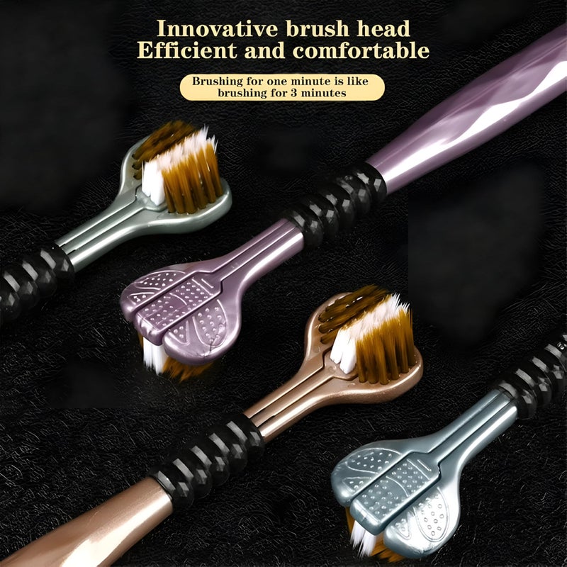 3-Sided Toothbrush Ultra Soft Bristles for Deep Cleaning,Triple Action Manual Toothbrush | Triple Head Design for 360° Cleaning | Eco-Friendly & Gentle on Gums (Pack of 3) (T5) - Image 3