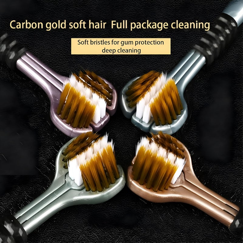 3-Sided Toothbrush Ultra Soft Bristles for Deep Cleaning,Triple Action Manual Toothbrush | Triple Head Design for 360° Cleaning | Eco-Friendly & Gentle on Gums (Pack of 3) (T5) - Image 4