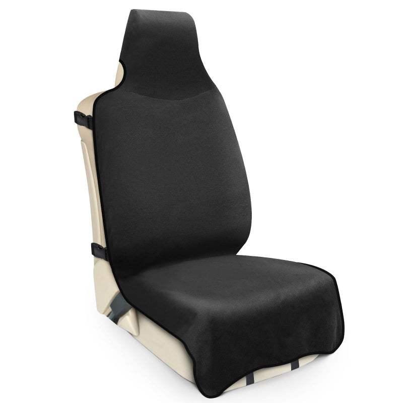 DREAMANIA Waterproof Seat Cover Towel Premium Sweat Carseat Protector Perfect for Universal AntiSlip Car Truck SUV Seat Great for Surfing Yoga Gym Workout Black