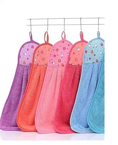 R K Textiles R K Textiles Microfiber wash Basin Hanging Hand Kitchen Towel Napkin with Ties (44x24 cm, Pack of 5 Multicolor) - Image 1