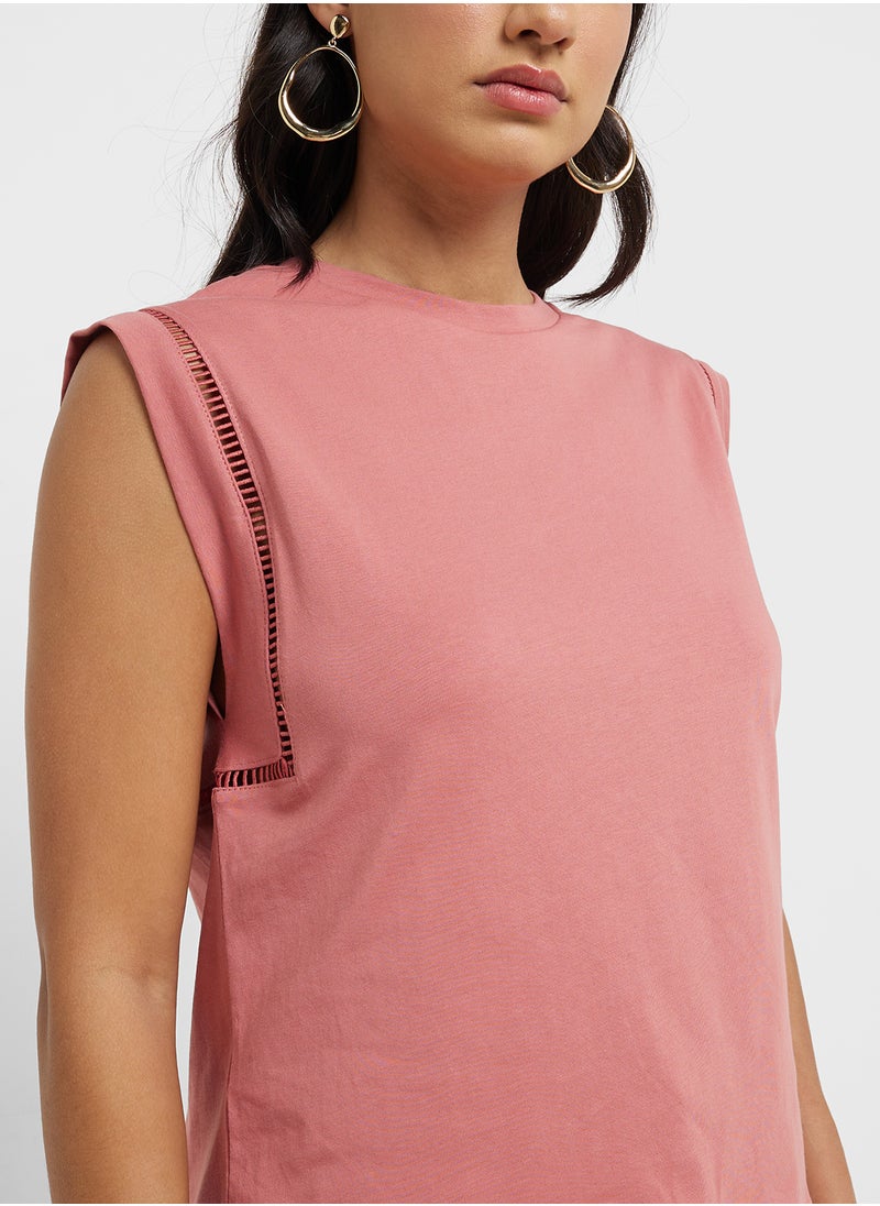MANGO Cotton T-Shirt With Openwork Trim  - Image 3