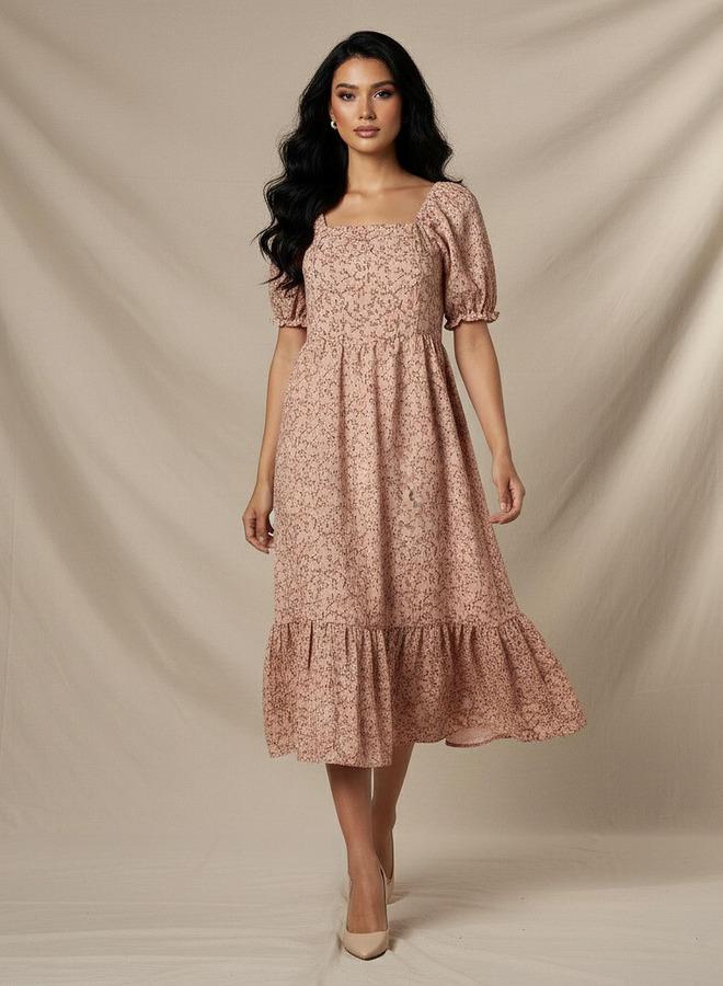 Splash FAV Floral Print Midi Dress with Square Neck - Image 5