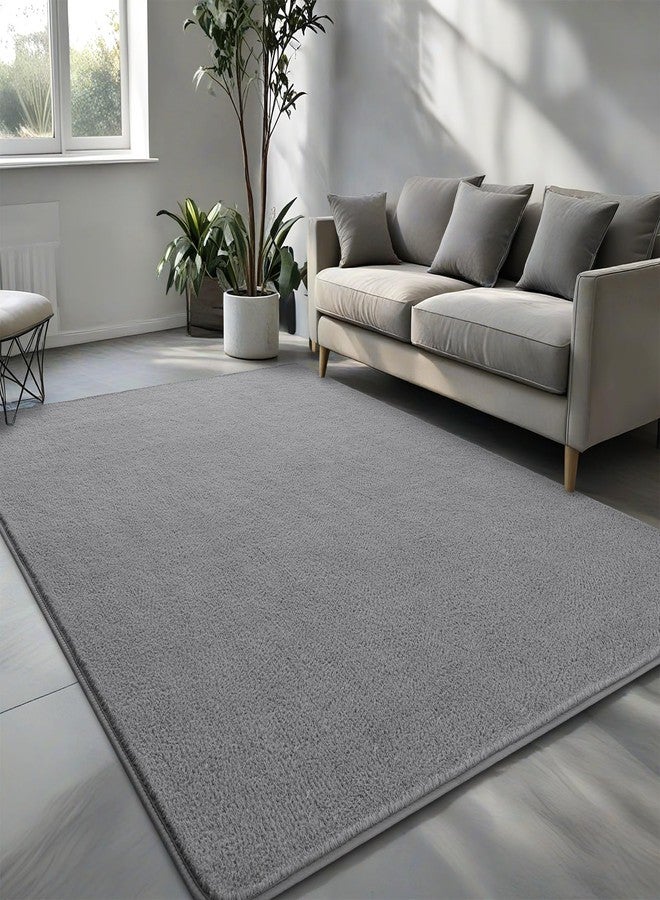 Pettop Area Rugs for Bedroom Living Room, 4x6 Grey Thickened Memory-Foam Indoor Carpets, Modern Aesthetic Minimalist Super Soft Comfy Carpet for Boys Girls Adults Room Dorm Home Decor - Image 2