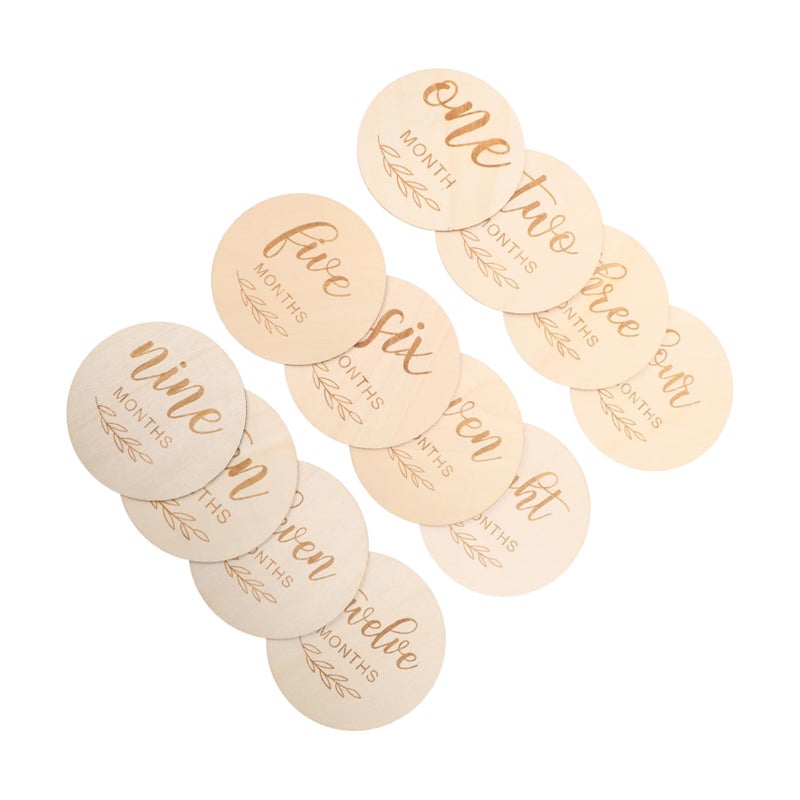 Wooden Baby Milestone Cards Set Of 12 For Newborn Photography Monthly Photo Props - Image 2