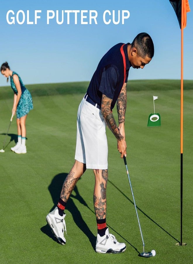 joaoxoko Golf Putting Green Indoor Set, 2 Pack Cup with Flag, Practice Training Aids for Indoor Outdoor, Hole Putter Regulation Cup for Office (White Flag) - Image 5