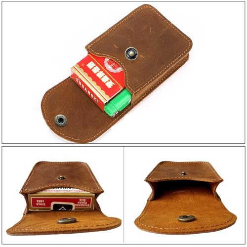 aolaso Genuine Leather Playing Card Case, Single Deck Playing Card Box，Leather Pouch Multipurpose with Belt Clip for Carrying Cards Small Tools Storage - Image 3