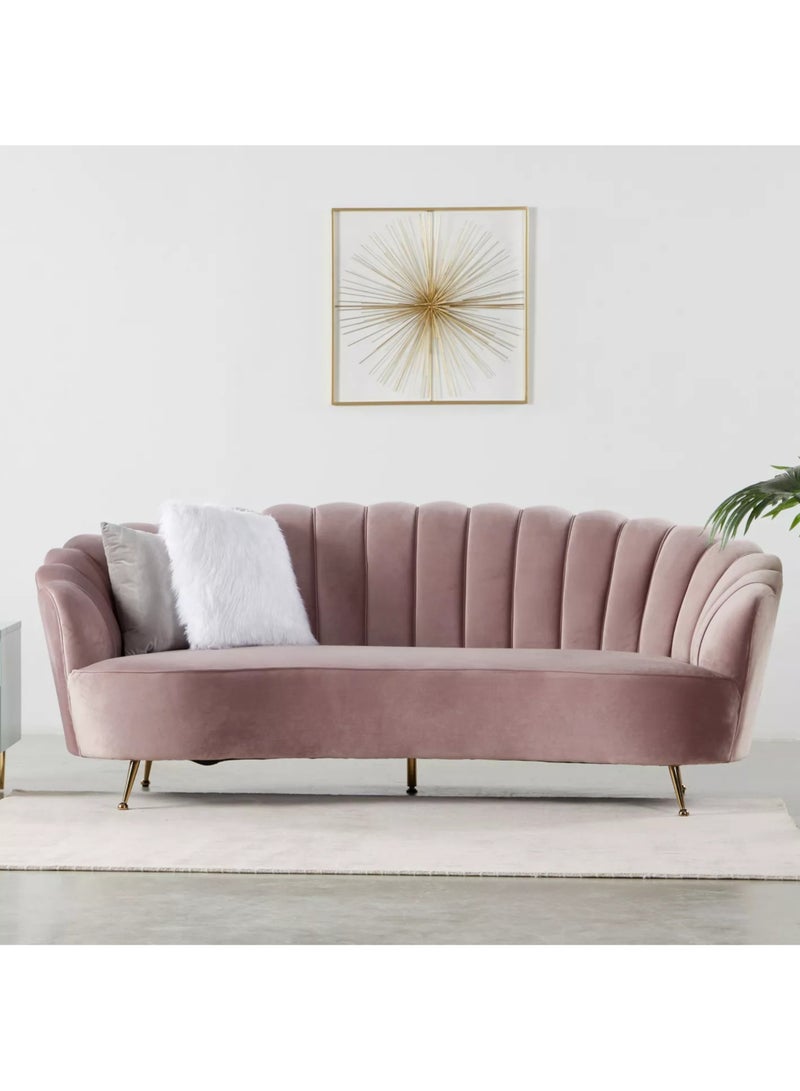 KARNAK 3-Seater Velvet Sofa A Perfect Blend of Comfort and Style - Light Pink - Image 2