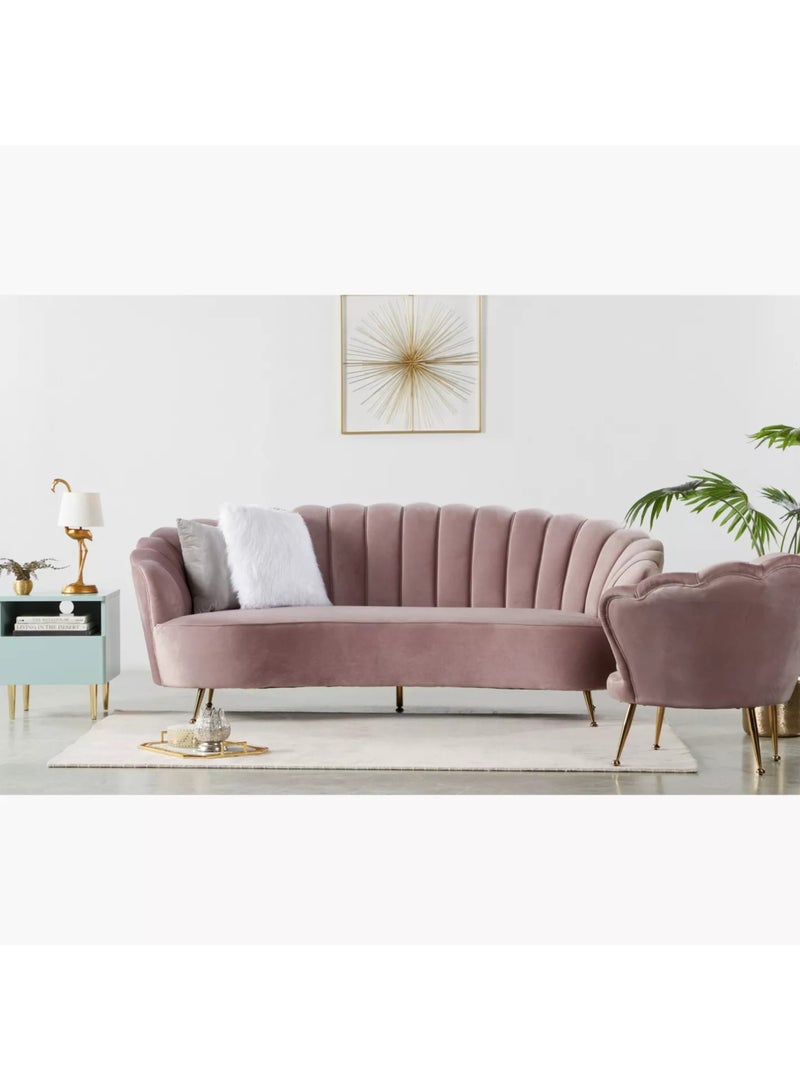 KARNAK 3-Seater Velvet Sofa A Perfect Blend of Comfort and Style - Light Pink - Image 4