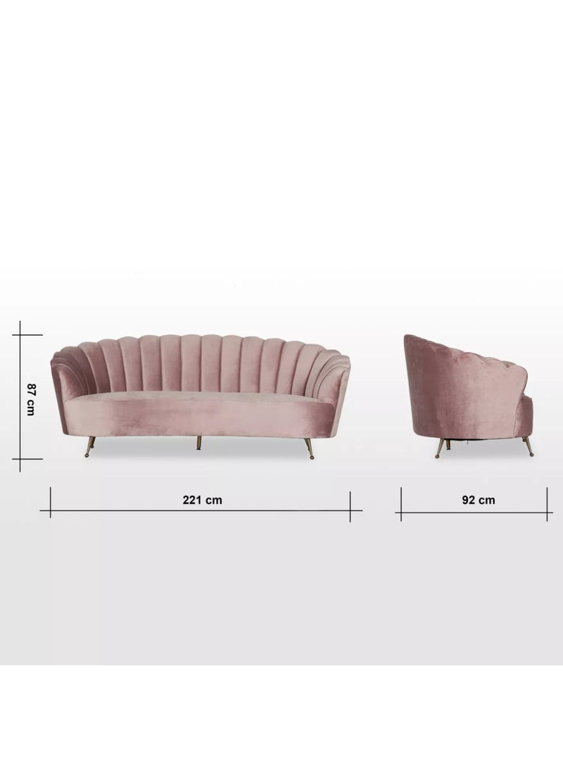 KARNAK 3-Seater Velvet Sofa A Perfect Blend of Comfort and Style - Light Pink - Image 5