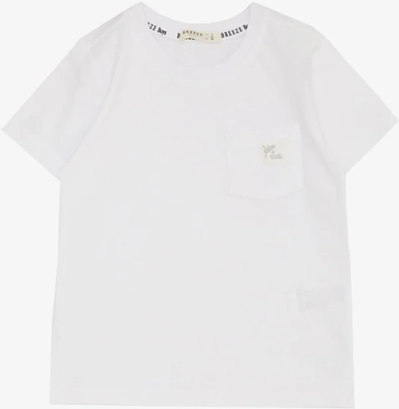 بريز Boy's T-Shirt with Cool Text and Crest Pocket, Age 1.5-5, White