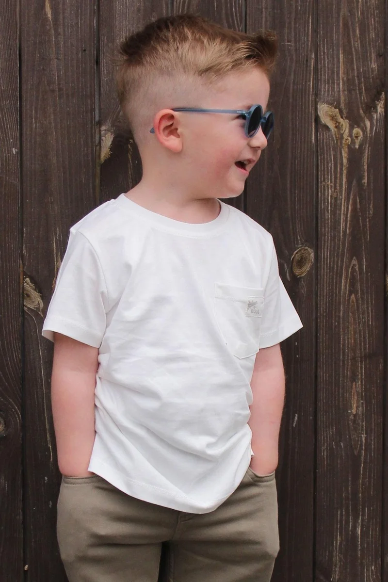 بريز Boy's T-Shirt with Cool Text and Crest Pocket, Age 1.5-5, White