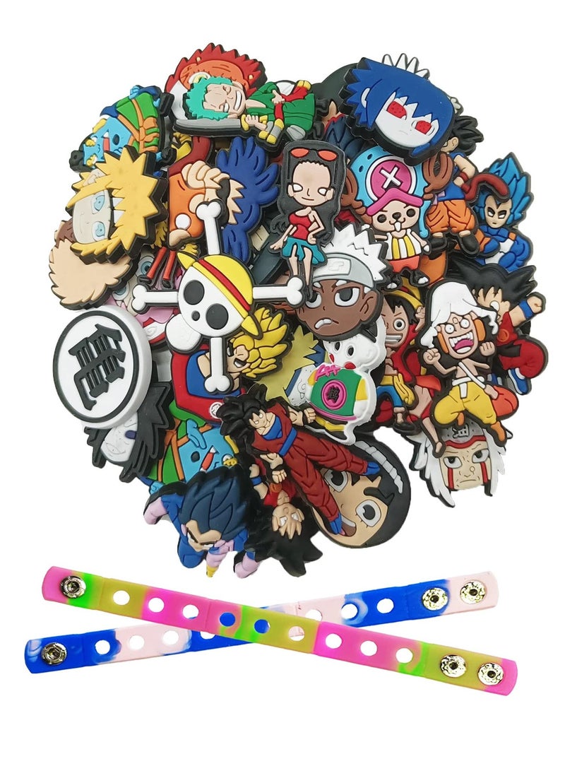 SOLARAE Shoe Decoration Charms for Crocs 45 Shoe Charms 2 Wristband Shoe Charms Pins for Crocs Shoes Sandals Buckle Party Birthday Gift Charms Bracelet Wristband Decorations for Adult Men Women Kids - Image 1