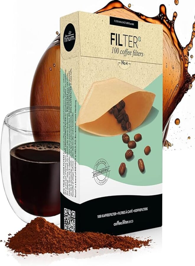 Finum 100 Coffee Filters NO.4 Paper, Brown