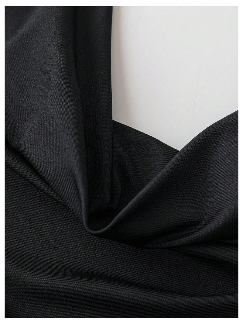 Floerns Women's Plus Size Elegant Halter Maxi Dress Draped Cowl Neck Fishtail Backless Bodycon Party Cocktail Long Dresses Black XX-Large Plus - Image 2