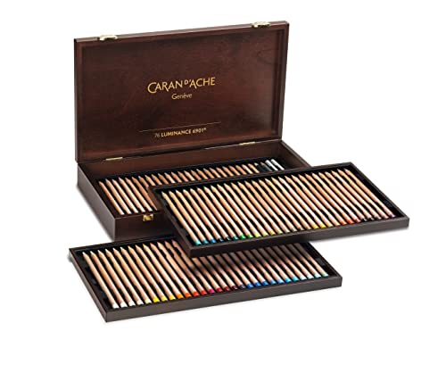Caran d'Ache CREATIVE ART MATERIALS Caran D'ache Luminance Colored Pencil Sets Set of 80 Wood Box (6901.476) - Image 1