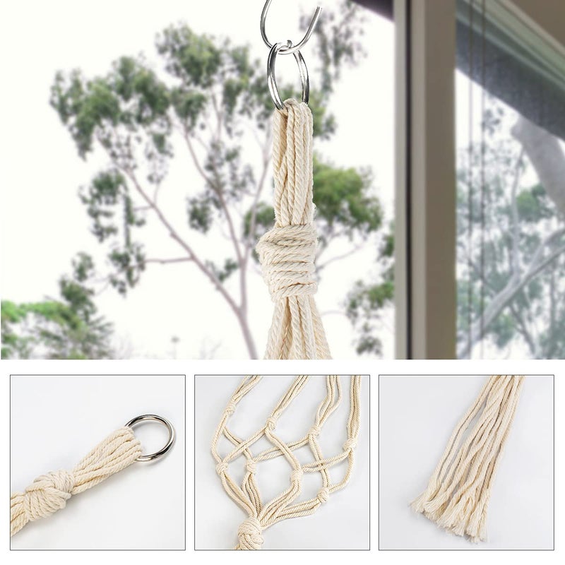 Auckpure 5 Pack Macrame Plant Hangers, Indoor Hanging Plant Holder with S Hooks and Hook Nails, 3 Sizes 34"/40"/54", Handmade Macrame Planter Hanging Baskets for Small Plant Pots, Boho Home Decor (Beige) - Image 3