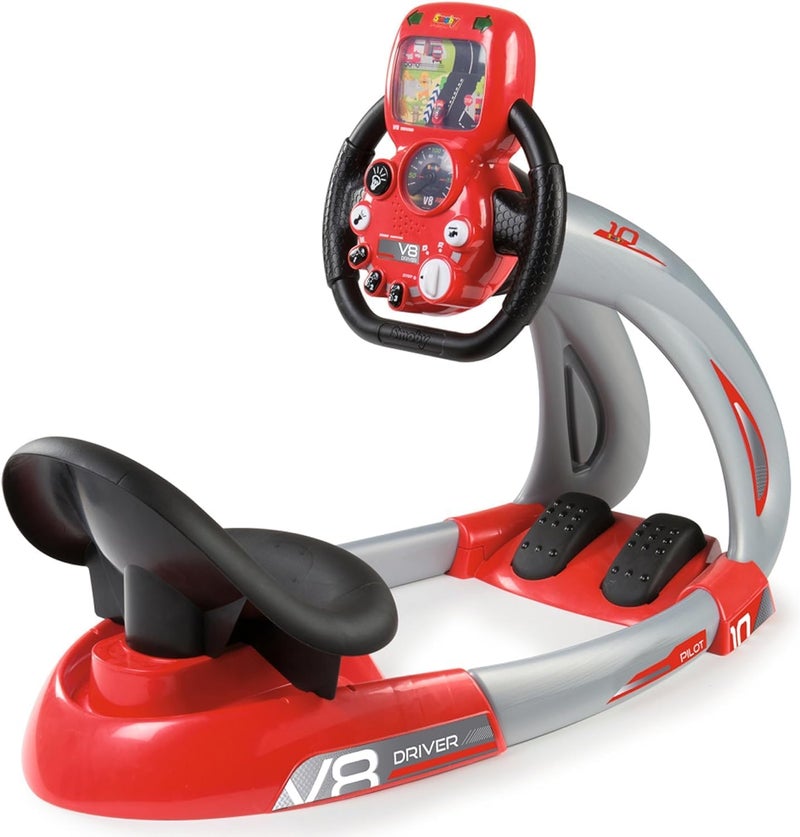 Smoby : V8 Driver, Kids Can Play and Develop Real Life Skills, Features Includes Back Lit Screen, Real Sounds and Mechanical Pedals, for Ages 3 and up - Image 1