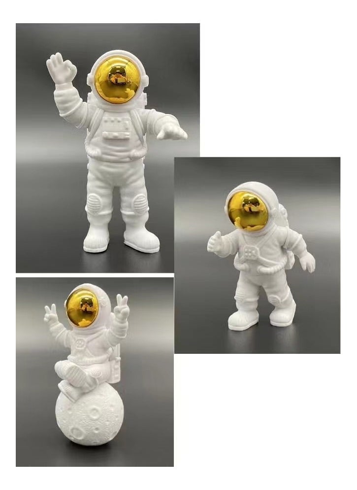 RATSAW Astronaut Ornaments 3Pcs Astronaut Figure Statue Spaceman Statues Model for Cake Decorating Photography Props Space Theme Party Gifts Glod  - Image 5