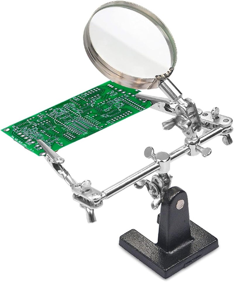 Excefore Helping Hands With 2.5X Magnifier - Soldering Station With Magnifying Glass, Dual Adjustable Alligator Clips - Ideal For Crafting, Beading, Jewelry Making, Soldering And Handling Micro Objects - Image 1