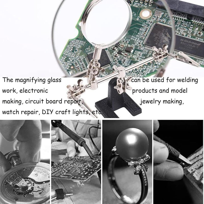 Excefore Helping Hands With 2.5X Magnifier - Soldering Station With Magnifying Glass, Dual Adjustable Alligator Clips - Ideal For Crafting, Beading, Jewelry Making, Soldering And Handling Micro Objects - Image 5