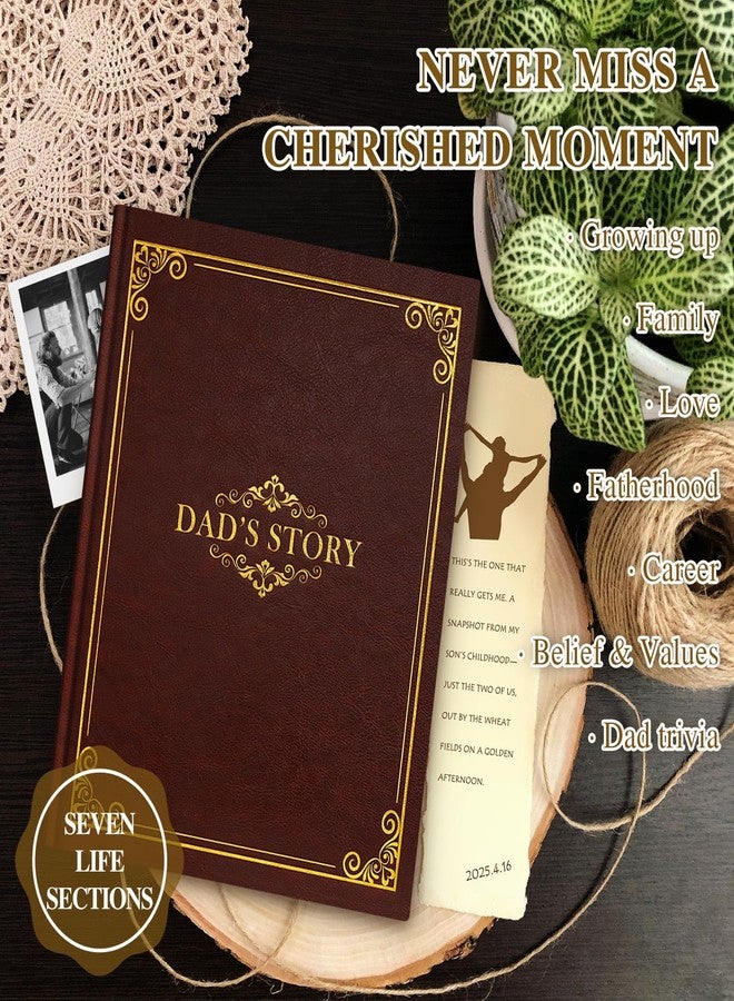 Lanpn Dad Life Story Journal with 300+ Questions, Dads Memory Keepsake Book to Fill Out Leather Father Story Guided Journal to Share Life & Love Gifts for Dad Father's Day Birthday Christmas (Brown) - Image 5