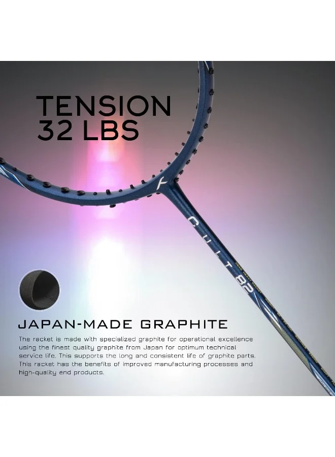 HUNDRED Cult 82 Carbon Fibre Unstrung Badminton Racket With Full Racket Cover