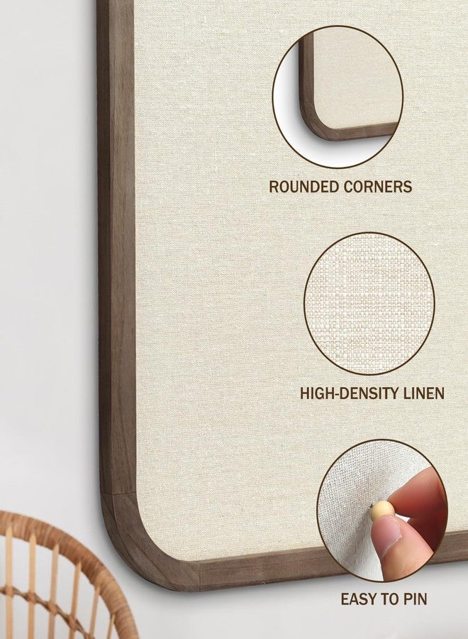 TORASO لوحة إعلانات من الكتان، لوحة دبابيس للجدران، لوحة إعلانات قماشية، لوحة دبابيس كبيرة للديكور المنزلي والمطبخ والمكتب، لوحة فلين بإطار خشبي بني من الكتان مقاس 20 × 30 بوصة (BN-5075) - Image 3