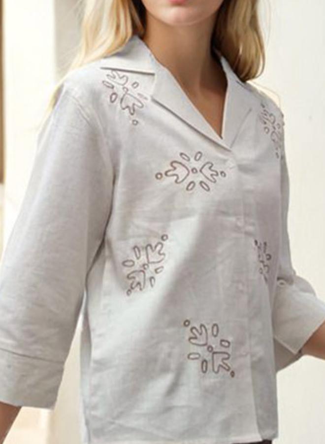 Athena White Printed Cotton Casual Shirt - Image 3