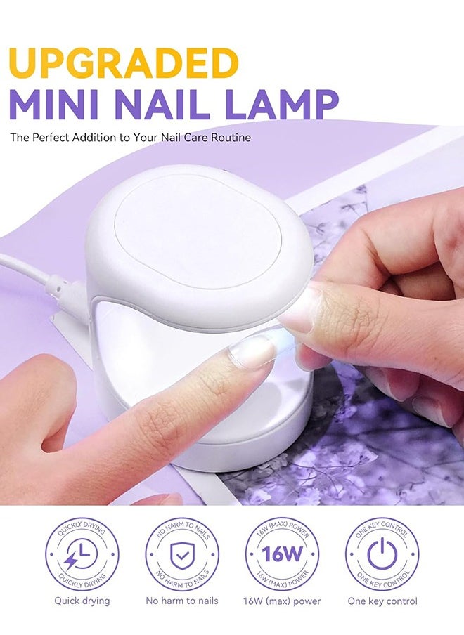 UNUNS 2pcs Mini  LED Nail Lamp, Portable Silicone Head Dual Light Nail Dryer, Professional  Lamp, Flattened Nail Accessories Small Nail Drying Lamp for All Nail Gels, 1 Blue and 1 White  - Image 2