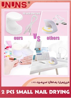 UNUNS 2PCs Mini UV LED Nail Lamp,Portable Silicone Head Dual Light Nail Dryer,Professional USB UV Light,Flatten Nail Accessories Small Nail Drying Light For All Nail Gels,1 Blue And 1 White  - Image 2