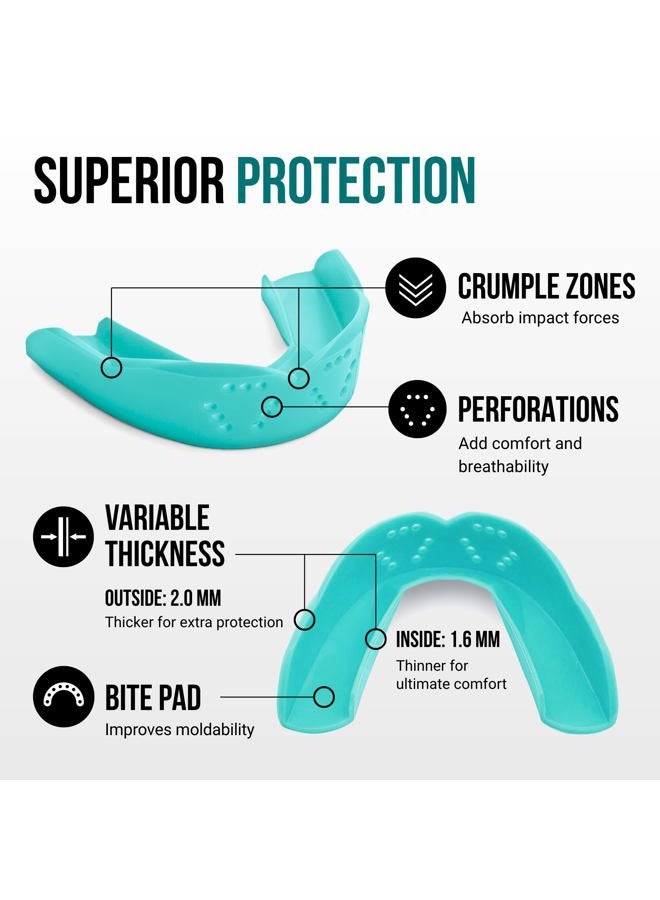 SISU 3D 2.0mm Sports Mouth Guard for Football, Hockey, Lacrosse, Basketball, Custom Fit for Youth/Adults, Awesome Aqua - Image 3