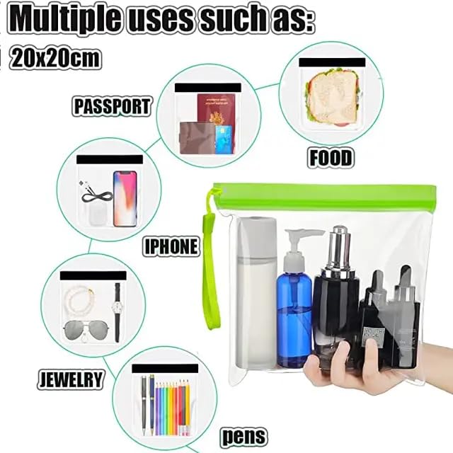 TraveEssentialz Clear Travel Toiletry Bag Pouch | Airport Security Liquid Bags, Airport Bag | Reusable Waterproof Zipper Bag Wet Pouches Organizers | 20 x 20 cm (2 PC Pack) - Image 5