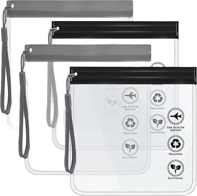 TraveEssentialz Clear Travel Toiletry Bag Pouch | Airport Security Liquid Bags, Airport Bag | Reusable Waterproof Zipper Bag Wet Pouches Organizers | 20 x 20 cm (2 PC Pack) - Image 1
