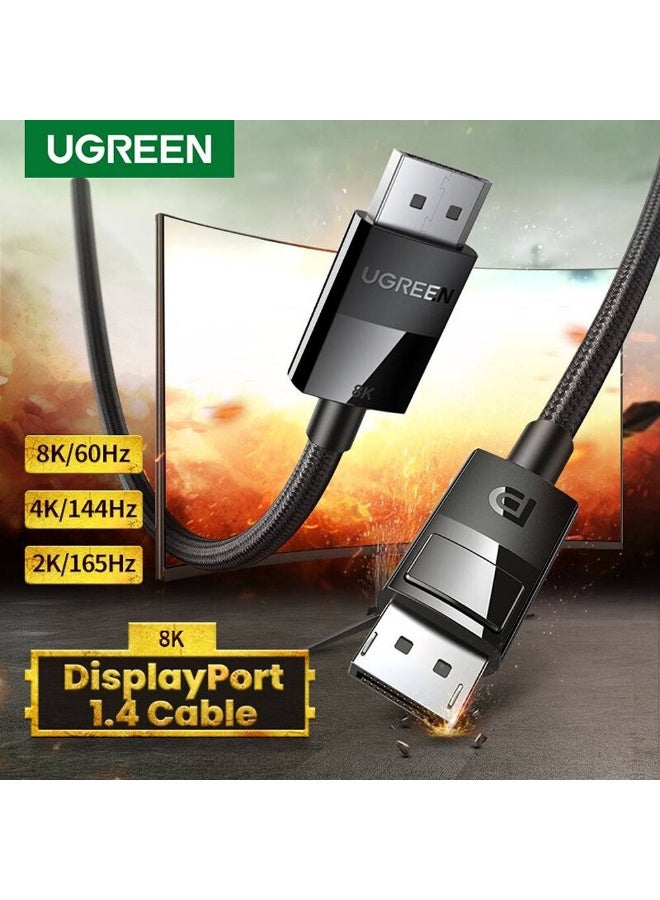 اتش دي ام اي Ugreen DP 1.4 Male to Male Cable, 8K 60hz 4K 144Hz 2K 165Hz, 32.4Gbps Data Transfer, Tin-Plated Oxygen-Free Copper, HD DisplayPort Data Cable, 5m Braided Cable, Black | 80394 - Image 5