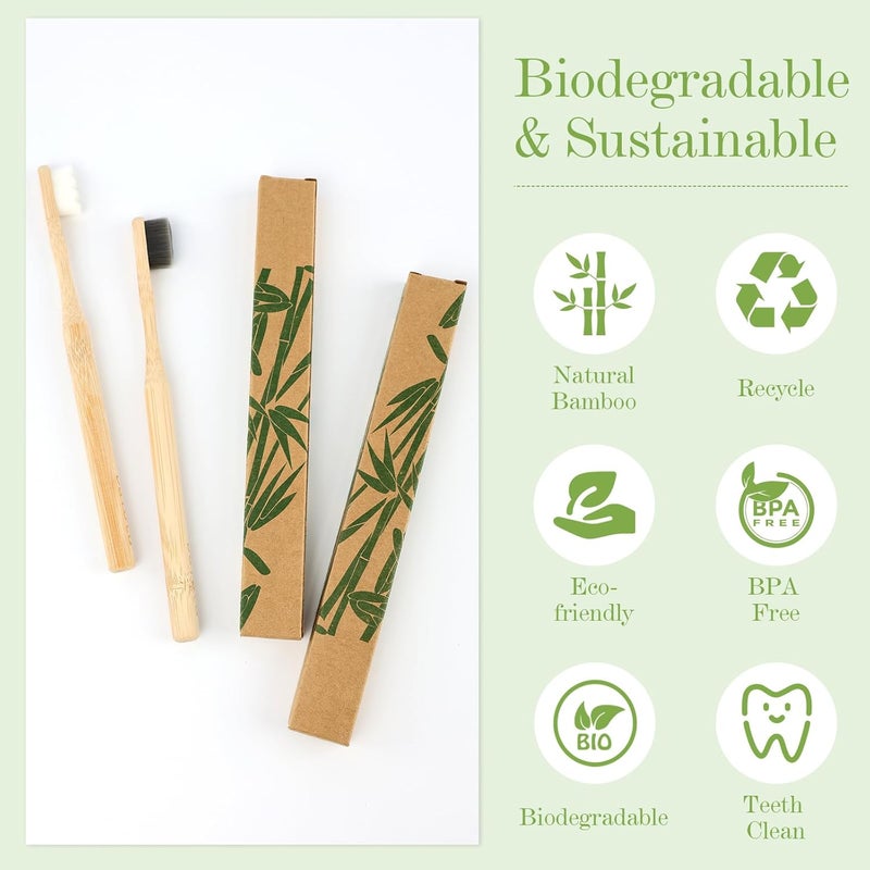Daletu Bamboo Toothbrush 4pcs, 20,000 Extra Soft Nano Bristle, Biodegradable Tooth-Brush Natural Toothbrush, Eco Friendly Toothbrushes for Sensitive Teeth Gum Recession - Image 3