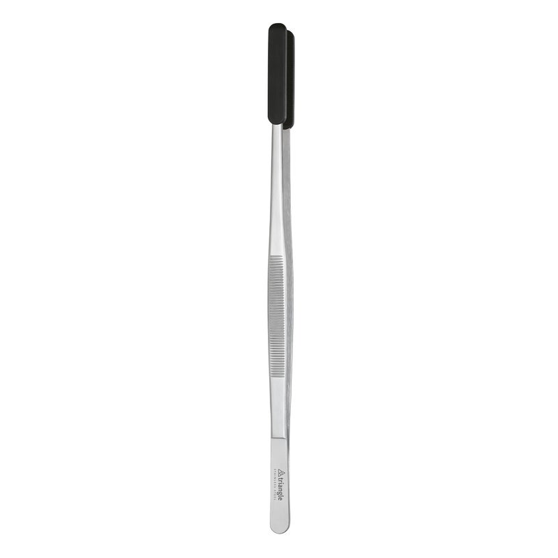 triangle Barbecue Tweezers with Black Silicone Tips 118 in 30 cm Stainless Steel Culinary Tweezers for Precise Grilling Plating Serving Dishwasher Safe