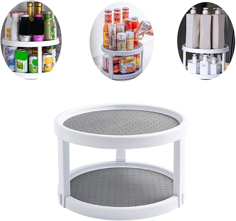 TARTAMYA TARTAMYA 2-Layer 360° Rotating Organizer Tray Multi- Function Rotating Tray/Kitchen Organizer/Cosmetics Organize (White) 2024.  - Image 3