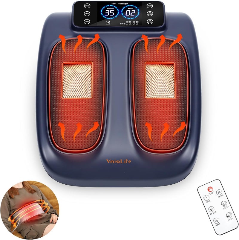 VnioLife مدلك قدم كهربائي مع تدفئة لآلام الأعصاب والتهاب اللفافة الأخمصية مؤهل لـ FSA و HSA اهتزاز شياتسو مدلك قدم مدفأ لتخفيف الألم وتحسين الدورة الدموية مدلك للقدمين لتخفيف الألم وتحسين استرخاء العضلات - Image 1