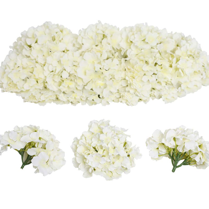 Tifuly 12Pcs Artificial Hydrangeas Realistic Silk Hydrangeas Flower Heads with Stems Fake Flowers for Wedding Bridal Bouquets Home Office Party Decor Floral Arrangements CenterpieceCream White
