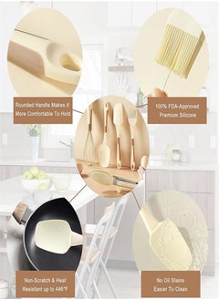 KASTWAVE 5 Pcs Silicone Kitchen Cooking Utensils Set, Non-Stick Cooking Utensils Set Dishwasher Safe, 446°F Heat Resistant Spatula Set with Whisk, Spatula, Tongs, Spoon and Pastry Basting Brush  - Image 4