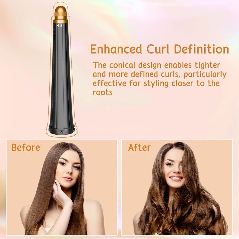 ZEPHBLOW Tapered Hair Curler for Dyson Airwrap, 0.8-1.4Inch/ 20-36mm Tapered Hair Curler Compatible with Airwrap HS01/05, Hair Curler Accessory for Long Hair, Gold - Image 4
