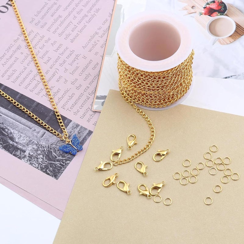 Tdas Chain for Jewellery Making Craft and DIY Purpose Necklace Extenders, Chain Extenders for Necklaces Stainless Steel Gold Silver Bracelet Anklet Extension Chains (Golden - 40 feet) - Image 5