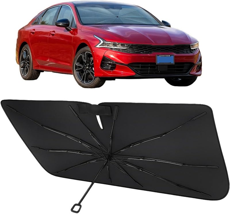 Proadsy Windshield Sun Shade Umbrella for Kia K5 2021-2025 2026 Foldable Car Umbrella Sunshade with Soft TPU Handle Spring Structure Crystal Cooling Material Protect Car from Rays & Heat - Image 1