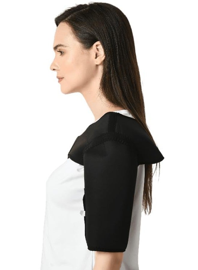 ZEDAN Neoprene Shoulder Support Strap | Double Lock Adjustable Stretch Strap | Brace Support Medical Posture Compression Shoulder Pad | Unisex | Black | Universal Fit (Right Side) - Image 5
